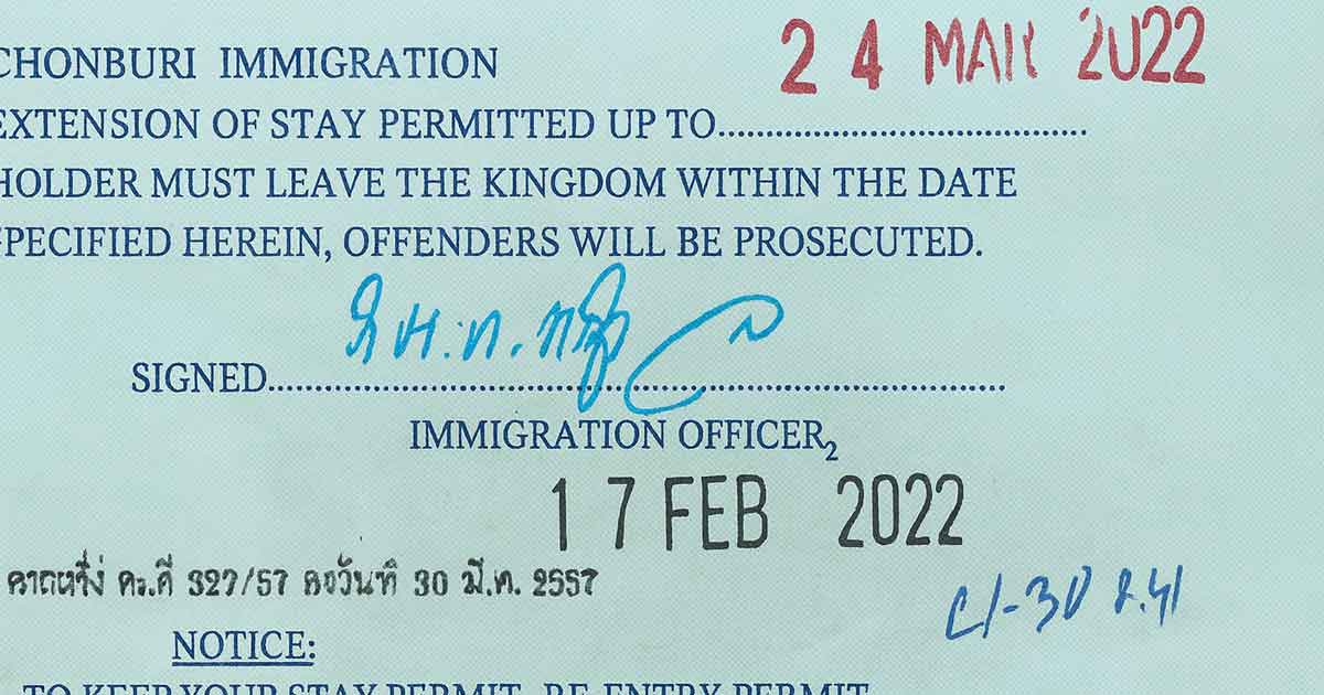 Thailand Immigration Visa Stamp - Official Document