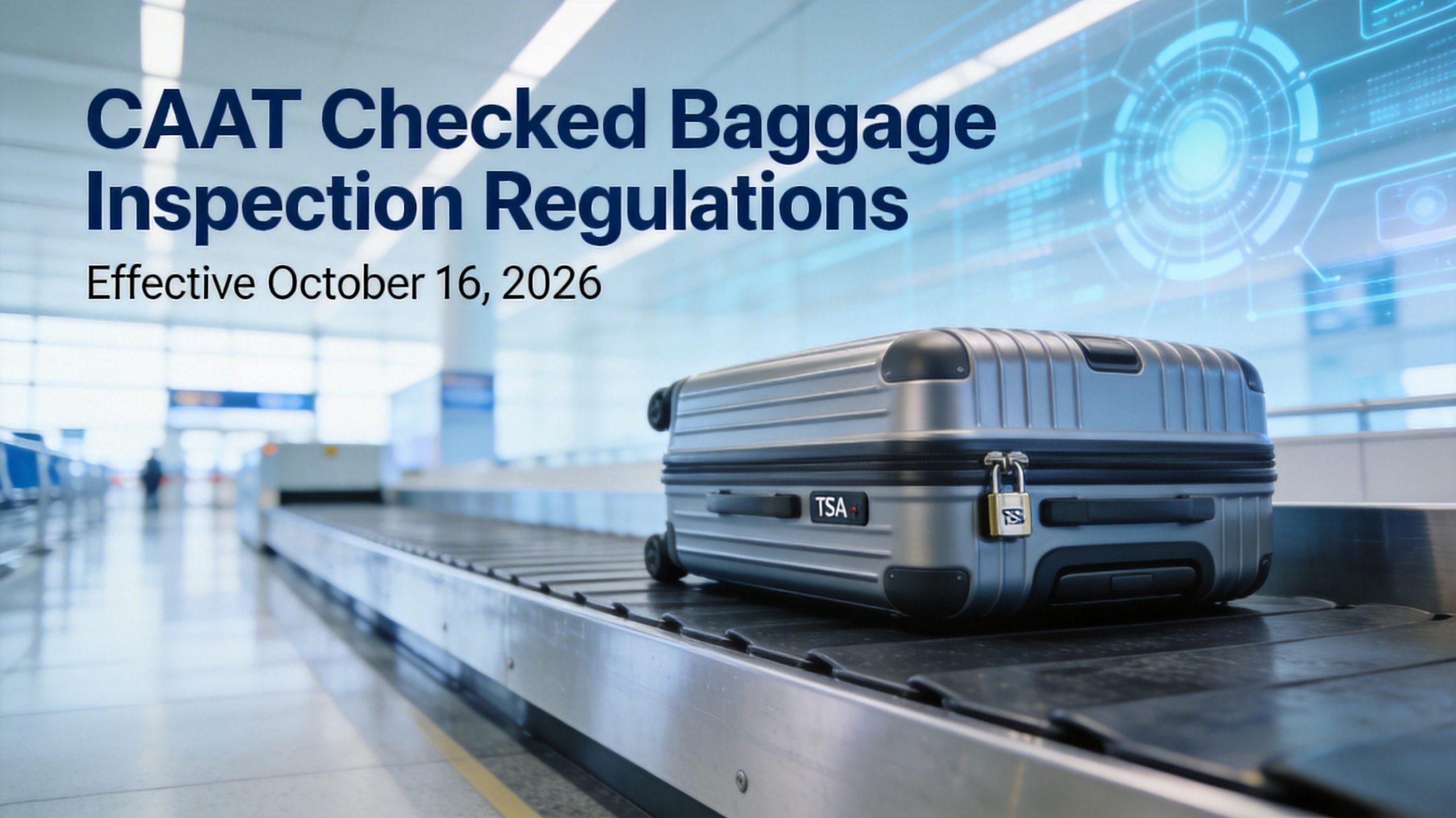 Airport security checking checked baggage with TSA locks